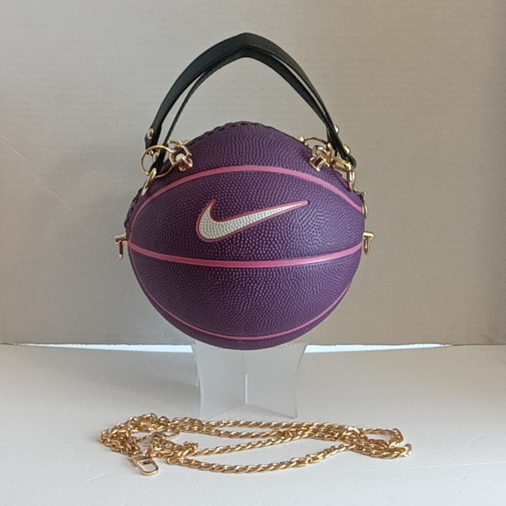 NWT NEW LIMITED EDITION HANDMADE NIKE SKILLS PURPLE/PINK π©·π BASKETBALL PURSEπ - Picture 10 of 16